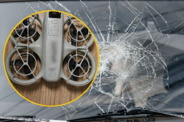 Dron spadł na jadący samochód. Nietypowy wypadek w Małopolsce