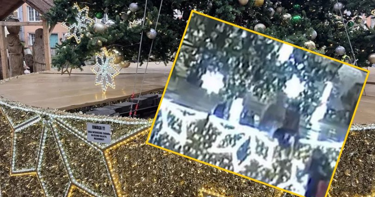 Groźny wypadek przy choince w Gdańsku. Kobiety wpadły pod drzewko NAGRANIE