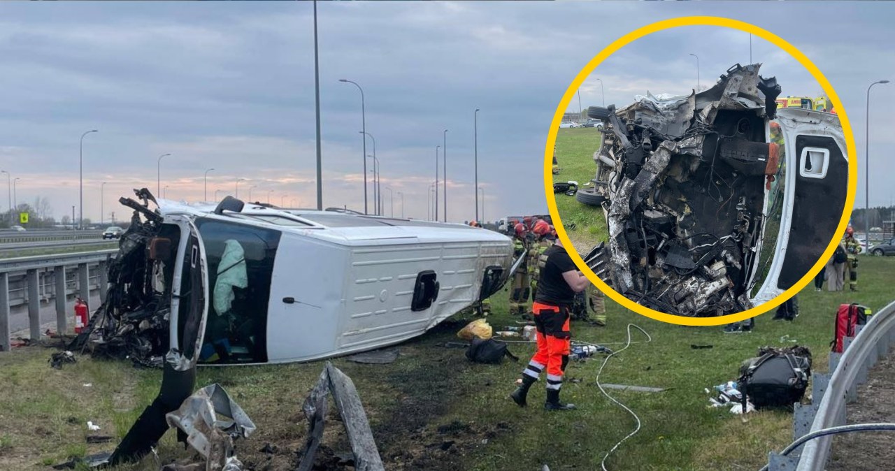 Bus z Ukraińcami dachował na A4. Wypadek koło Łańcuta