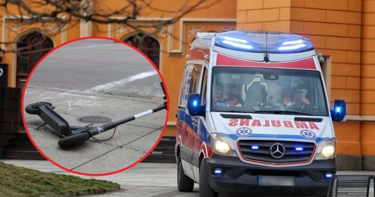 Wjechali na jednej hulajnodze na pasy. Potrąciło ich auto