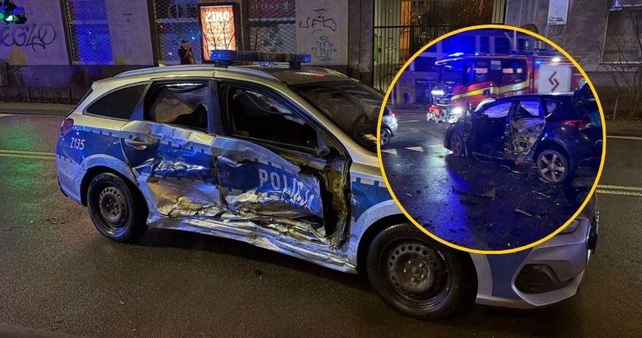 Radiowóz zderzył się z osobówkami w Warszawie. Trzy osoby trafiły do szpitala