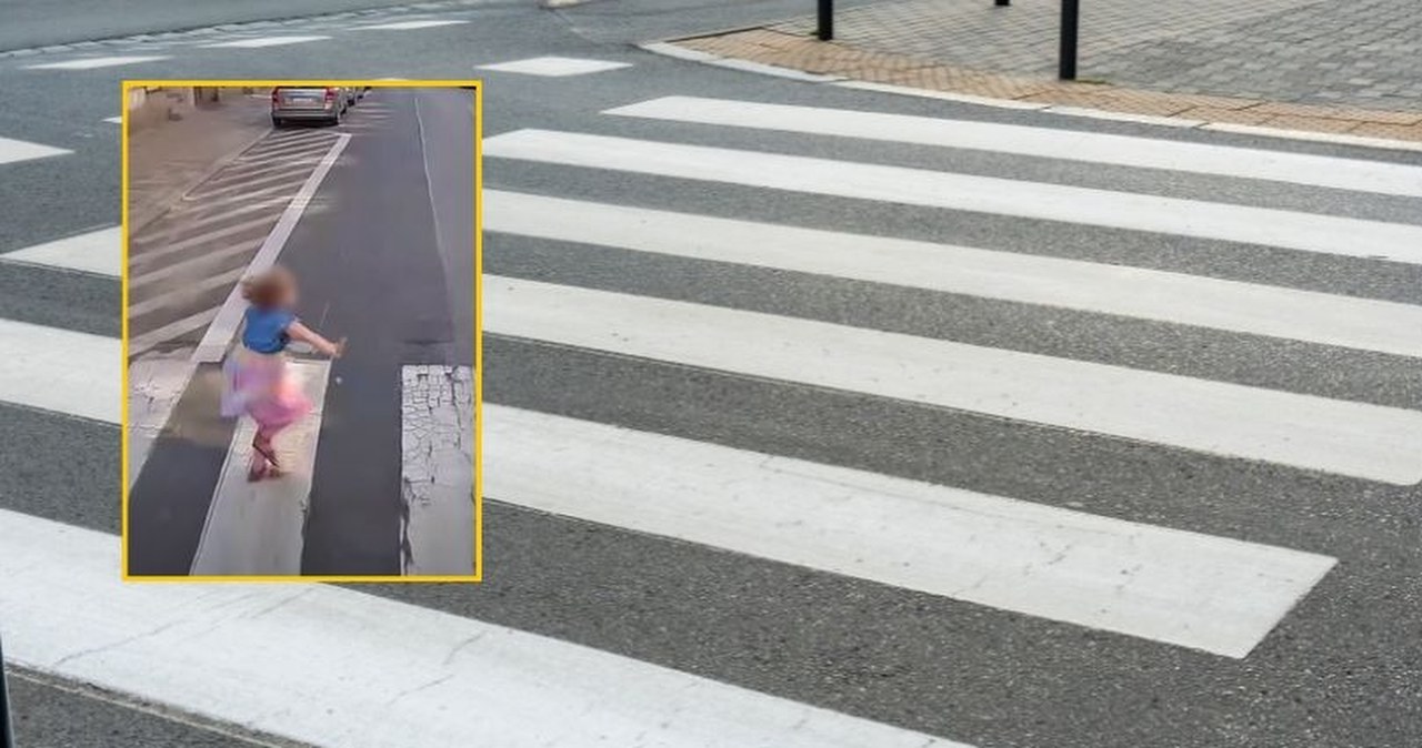 Pięciolatka wbiegła na pasy wprost pod autobus miejski. NAGRANIE